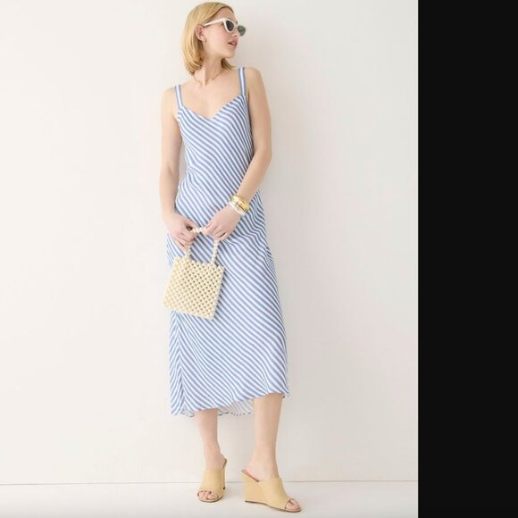 Gwyneth V-neck cupro-blend slip dress in stripe - Picture 1 of 11